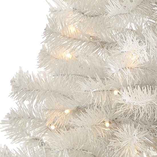Nearly Natural 4 Foot White Pine With 100 Clear Led Lights Pre-Lit Christmas Tree