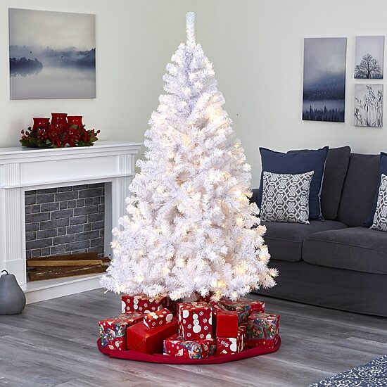 Nearly Natural 6 Foot White Pine With 680 Bendable Branches And 250 Clear Led Lights Pre-Lit Christmas Tree