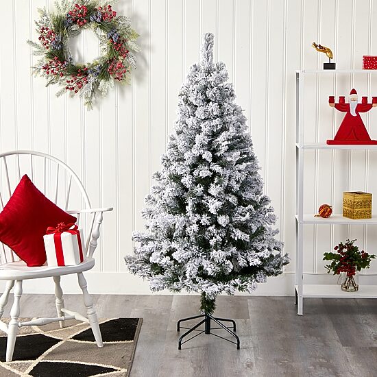 Nearly Natural 5 Foot West Virginia Flocked Fir Christmas Tree
