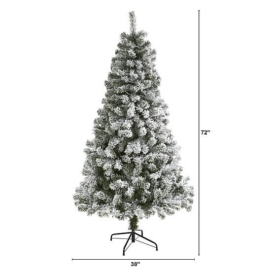 Nearly Natural 6 Foot West Virginia Flocked Fir Christmas Tree
