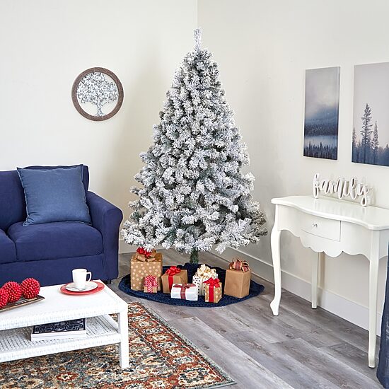 Nearly Natural 7 Foot West Virginia Flocked Fir Christmas Tree