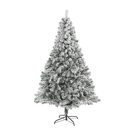 Nearly Natural 7 Foot Rock Springs Flocked Spruce With 800 Bendable Branches Christmas Tree