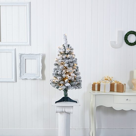 Nearly Natural 3 Foot Flocked Rock Springs Spruce Pre-Lit Christmas Tree