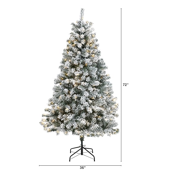 Nearly Natural 6 Foot Flocked Rock Springs Spruce With 250 Clear Led Lights Pre-Lit Christmas Tree