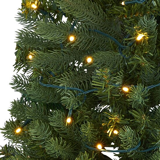 Nearly Natural 4 Foot Flat Back Wall Hanging Pine Pre-Lit Christmas Tree