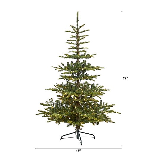 Nearly Natural 6 Foot Layered Washington Spruce With 705 Bendable Branches And 350 Clear Led Lights Pre-Lit Christmas Tree