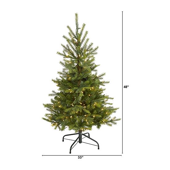 Nearly Natural 4 Foot North Carolina Spruce With 207 Bendable Branches And 100 Clear Lights Pre-Lit Christmas Tree