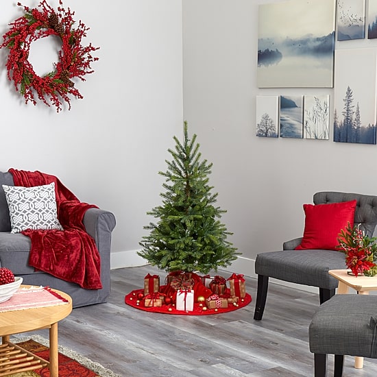 Nearly Natural 4 Foot North Carolina Spruce With 207 Bendable Branches And 100 Clear Lights Pre-Lit Christmas Tree