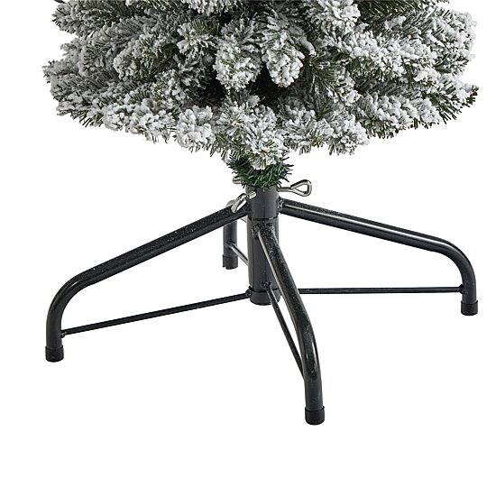 Nearly Natural 4 Foot Flocked Pencil Pine With 216 Bendable Branches And 100 Clear Lights Pre-Lit Christmas Tree