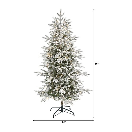 Nearly Natural 5 1/2 Foot Flocked Manchester Spruce With 560 Bendable Branches And 200 Lights Pre-Lit Christmas Tree