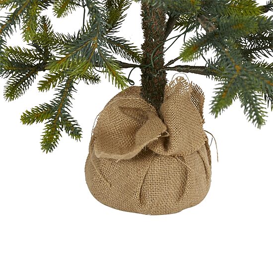 Nearly Natural 4 Foot Fir With Burlap Base Pre-Lit Christmas Tree