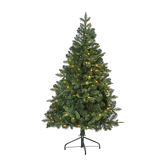 Nearly Natural 5 Foot Grand Teton Spruce With 514 Bendable Branches And 120 Clear Led Lights Pre-Lit Christmas Tree