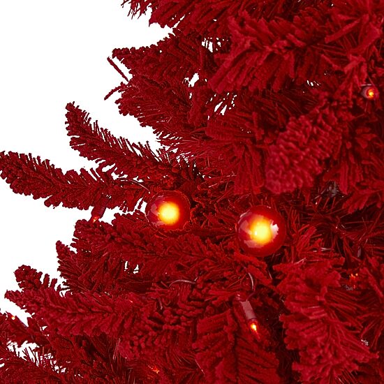 Nearly Natural 4 Foot Red Fir With 270 Bendable Branches And 100 Red Lights And 14 Globe Bulbs Pre-Lit Christmas Tree