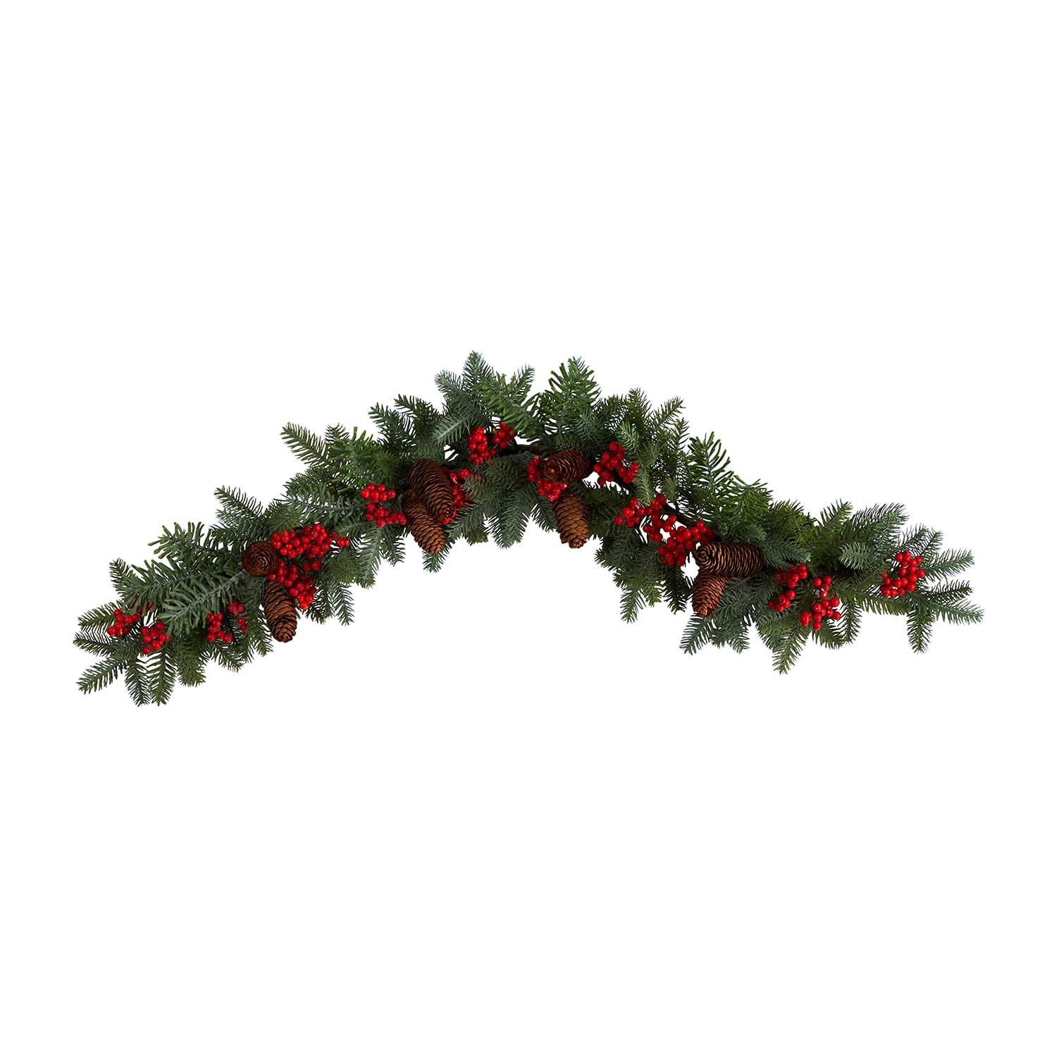 Nearly Natural 40in. Pines; Red Berries And Pinecones Christmas Indoor Garland