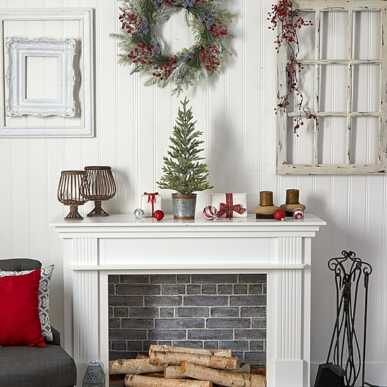 Nearly Natural 26" Natural Look Pine In Rustic Metal Planter Pre-Lit Christmas Tree