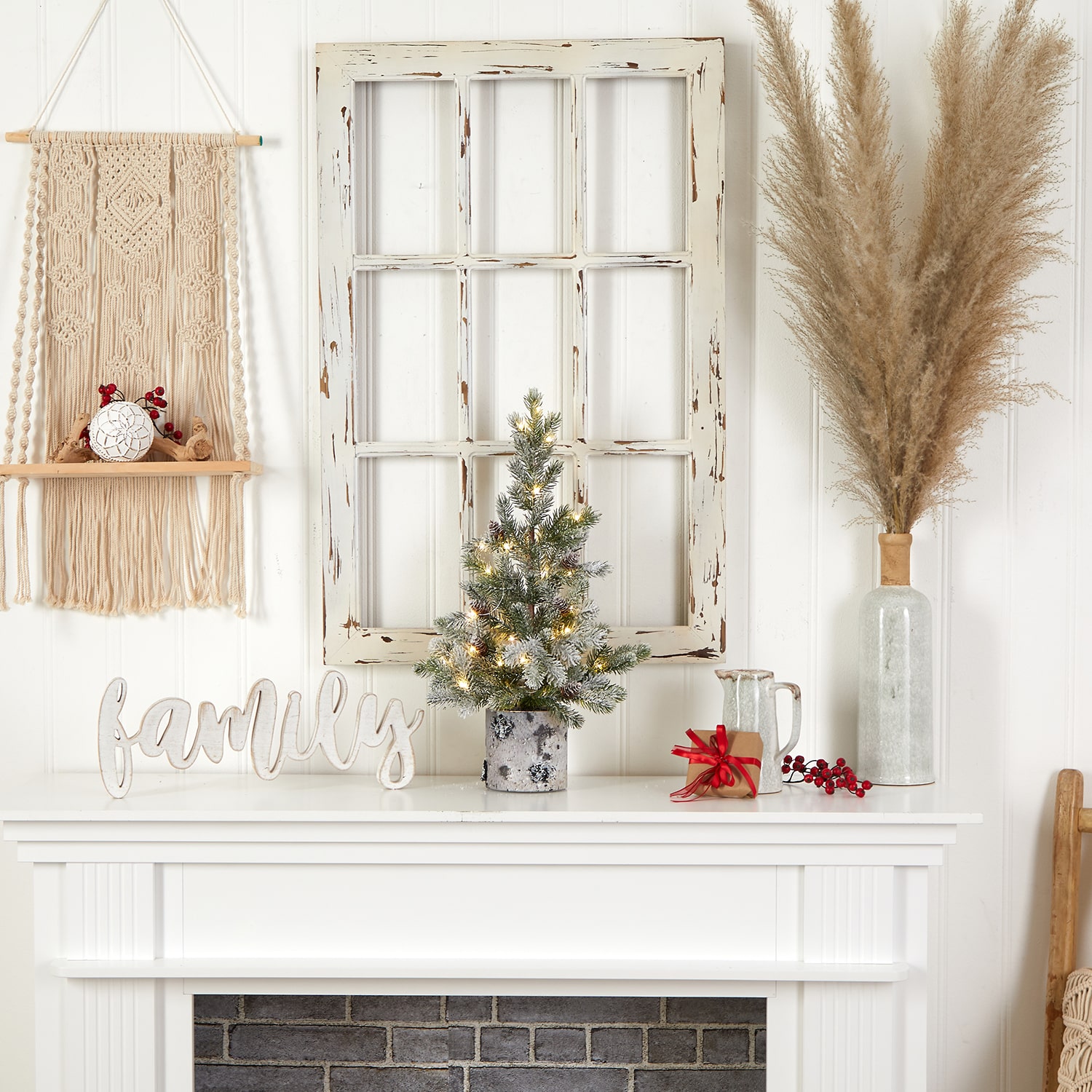 Nearly Natural 2 Foot Spruce In Decorative Birch Bark Planter Pre-Lit Christmas Tree