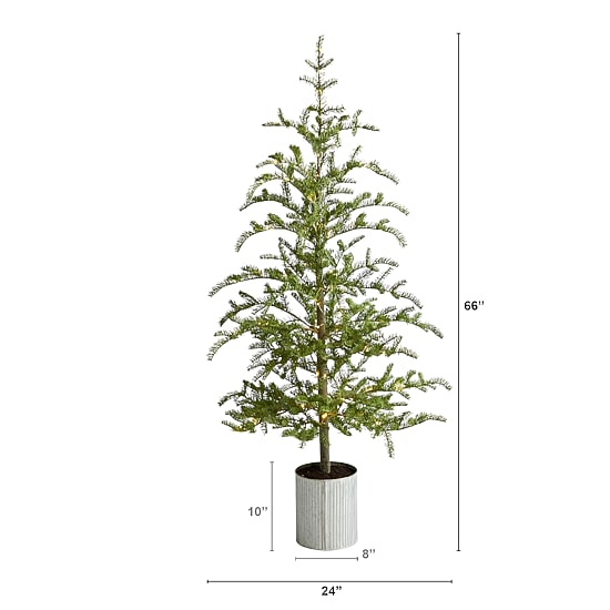 Nearly Natural Christmas In Decorative Planter With 150 Lights 5 1/2 Foot Pre-Lit Pine Christmas Tree