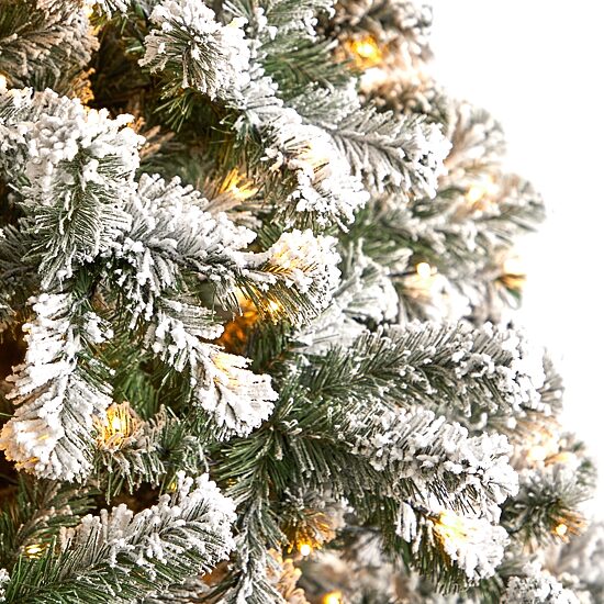 Nearly Natural 9 Foot  West Virginia Flocked Fir With 650 Clear Led Lights And 1320 Bendable Branches Pre-Lit Christmas Tree