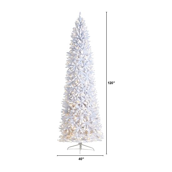 Nearly Natural 10 Foot White Fir With 2420 Bendable Branches And 800 Warm White Led Lights Pre-Lit Christmas Tree