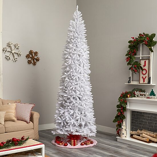 Nearly Natural 10 Foot White Fir With 2420 Bendable Branches And 800 Warm White Led Lights Pre-Lit Christmas Tree