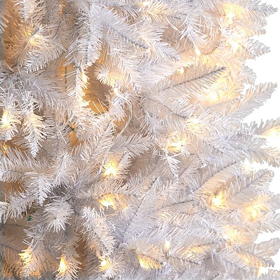 Nearly Natural 9 Foot Slim White Fir Pre-Lit Christmas Tree