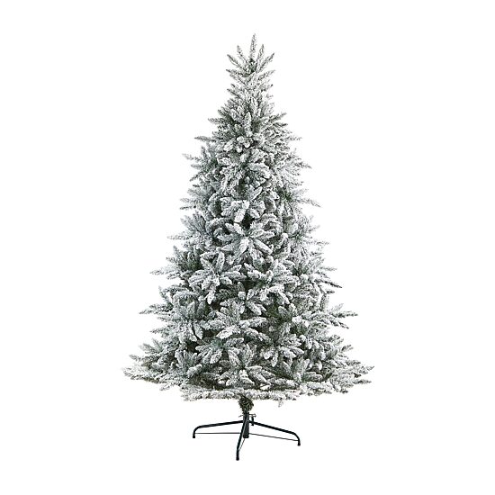 Nearly Natural 8 Foot West Virginia Flocked Spruce With 1856 Bendable Branches And 600 Clear Lights Pre-Lit Christmas Tree