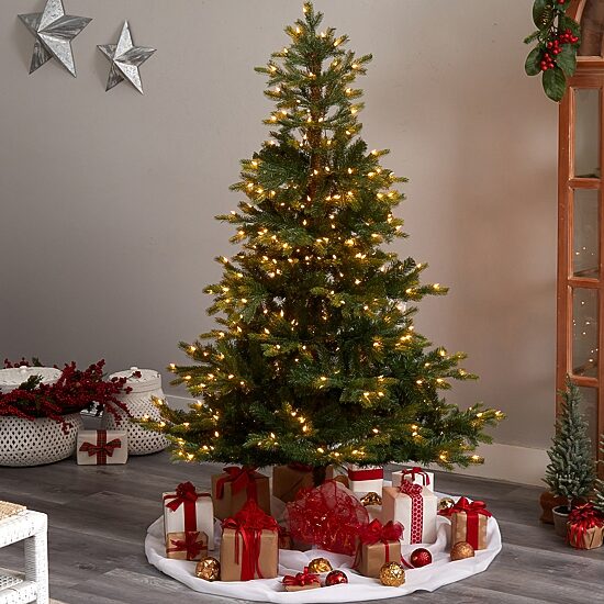 Nearly Natural 6 Foot North Carolina Spruce With 631 Bendable Branches And 350 Clear Lights Pre-Lit Christmas Tree
