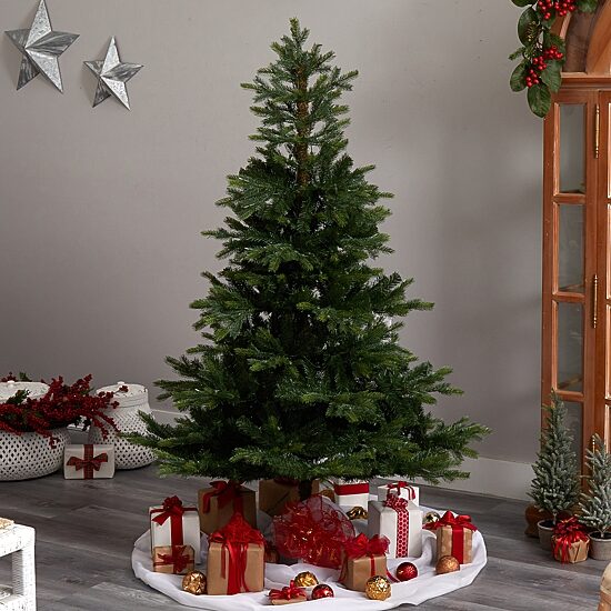 Nearly Natural 6 Foot North Carolina Spruce With 631 Bendable Branches And 350 Clear Lights Pre-Lit Christmas Tree