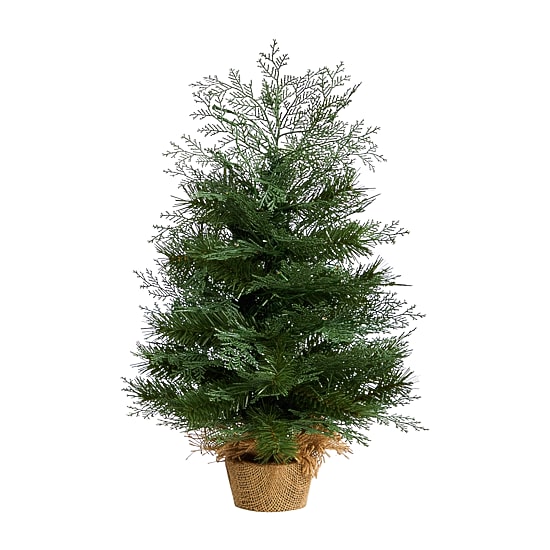 Nearly Natural 2 Foot Fir In Burlap Base With 35 Warm White Led Lights Pre-Lit Christmas Tree