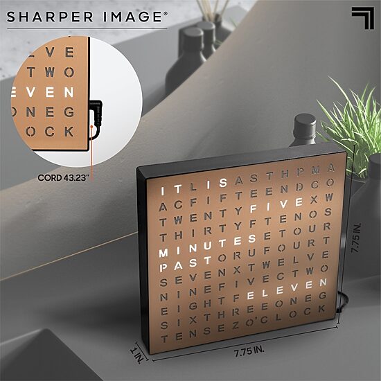 Sharper Image 8" Copper Electronic Word Clock with LED Light Display