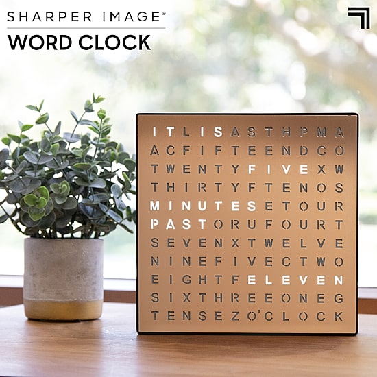 Sharper Image 8" Copper Electronic Word Clock with LED Light Display