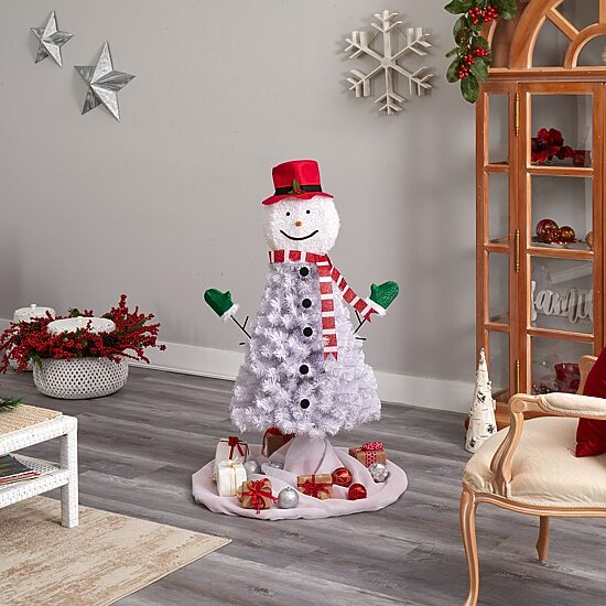 Nearly Natural 4 Foot Snowman Christmas With 234 Bendable Branches Christmas Tree