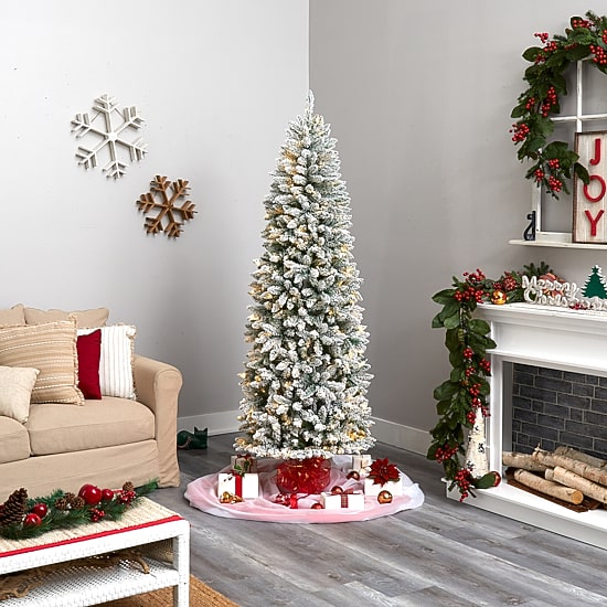 Nearly Natural 7ft. Slim  Montreal Fir Christmas With 300 Warm White Led Lights And 995 Bendable Branches 7 Foot Pre-Lit Fir Christmas Tree