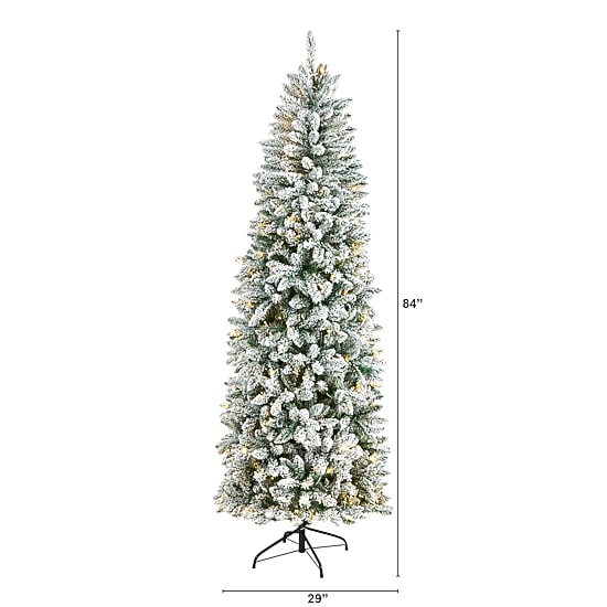 Nearly Natural 7ft. Slim  Montreal Fir Christmas With 300 Warm White Led Lights And 995 Bendable Branches 7 Foot Pre-Lit Fir Christmas Tree