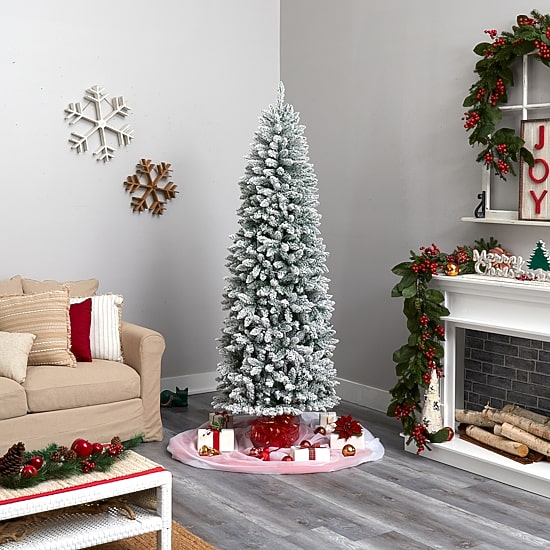 Nearly Natural 7ft. Slim  Montreal Fir Christmas With 300 Warm White Led Lights And 995 Bendable Branches 7 Foot Pre-Lit Fir Christmas Tree