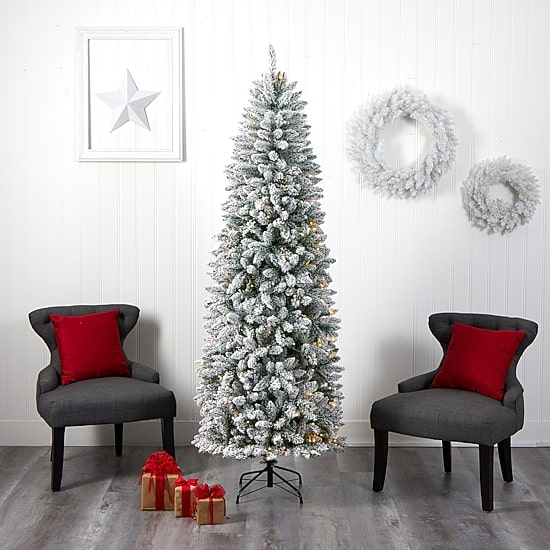 Nearly Natural 7ft. Slim  Montreal Fir Christmas With 300 Warm White Led Lights And 995 Bendable Branches 7 Foot Pre-Lit Fir Christmas Tree