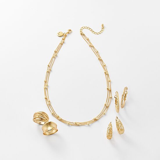 Silver Reflections 14K Gold Over Brass Hoop Earrings