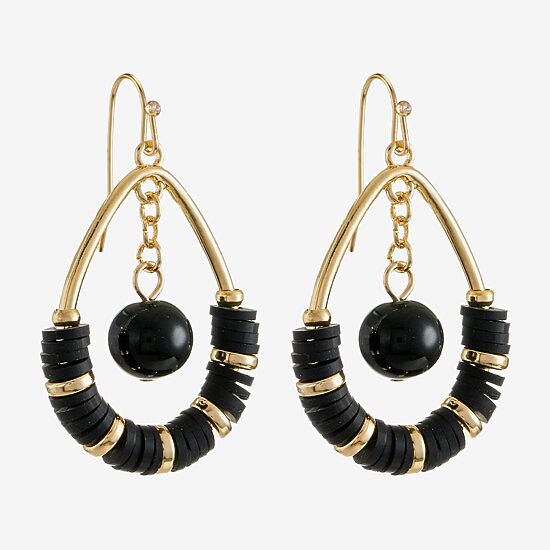 Mixit Gold Tone & Black Tear Womens Drop Earrings
