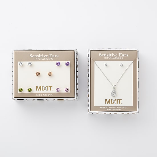 Mixit Womens Cubic Zirconia Hypoallergenic 2-pc. Jewelry Set