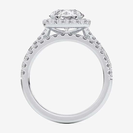 (G-H / Si1-Si2) Womens 1 5/8 CT. T.W. Lab Grown White Diamond 14K Gold Round Side Stone Halo Bridal Set