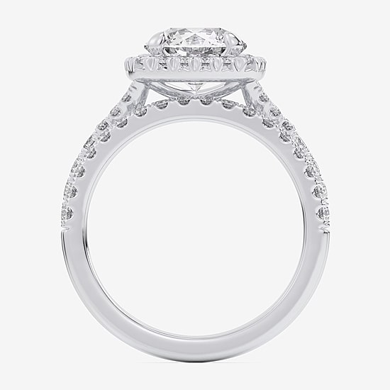 (G-H / Si1-Si2) Womens 4 CT. T.W. Lab Grown White Diamond 14K Gold Round Side Stone Halo Bridal Set
