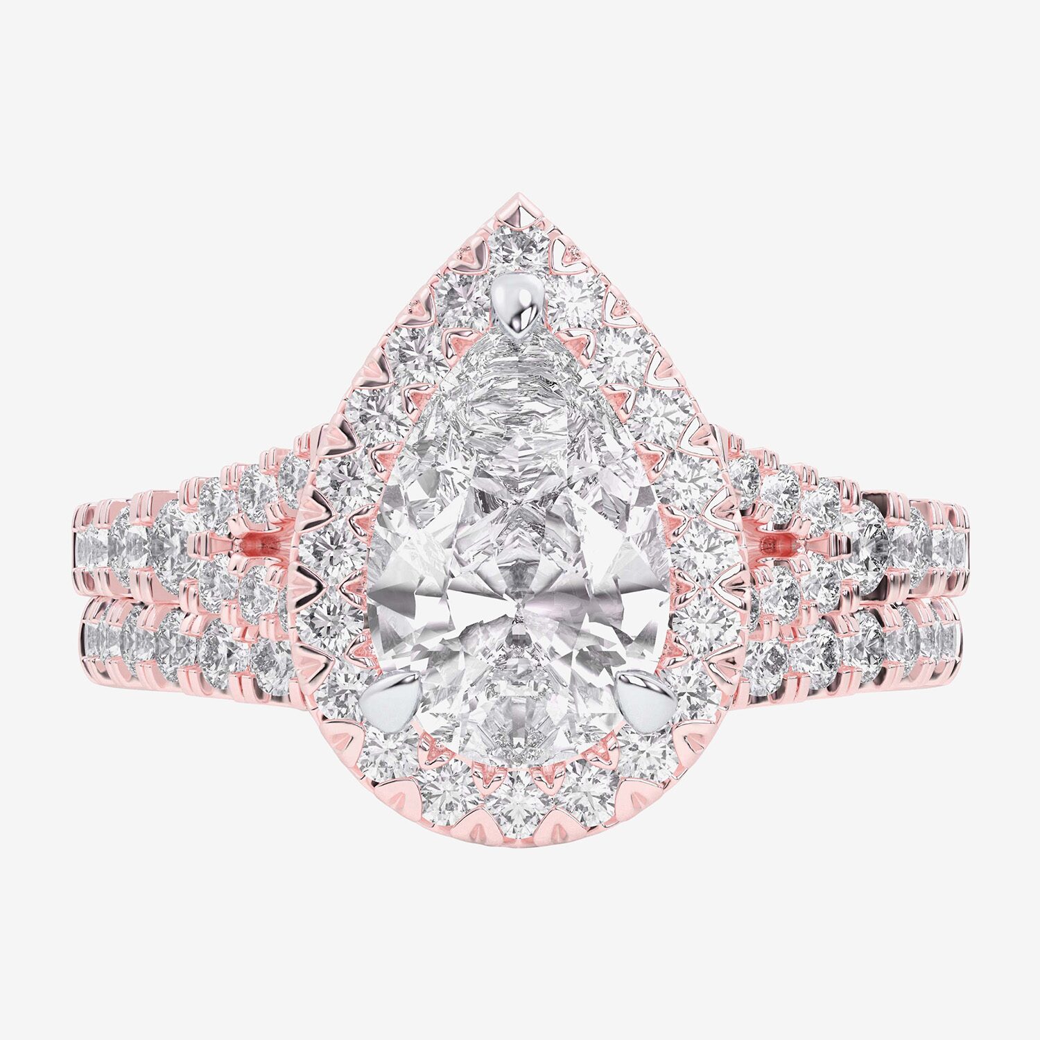 G-H / Si1-Si2) Womens / CT. T.W. Lab Grown White Diamond 14K Gold Pear Side Stone Halo Bridal Set