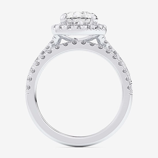 (G-H / Si1-Si2) Womens 1 5/8 CT. T.W. Lab Grown White Diamond 14K Gold Pear Side Stone Halo Bridal Set