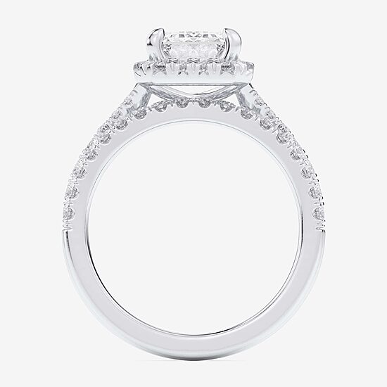 (G-H / Si1-Si2) Womens 1 5/8 CT. T.W. Lab Grown White Diamond 14K Gold Side Stone Halo Bridal Set