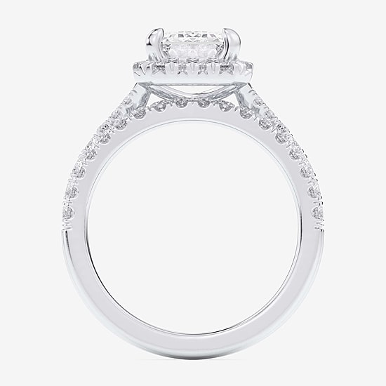 (G-H / Si1-Si2) Womens 2 7/8 CT. T.W. Lab Grown White Diamond 14K Gold Side Stone Halo Bridal Set