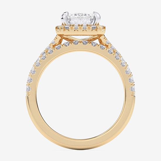 (G-H / Si1-Si2) Womens 4 CT. T.W. Lab Grown White Diamond 14K Gold Side Stone Halo Bridal Set