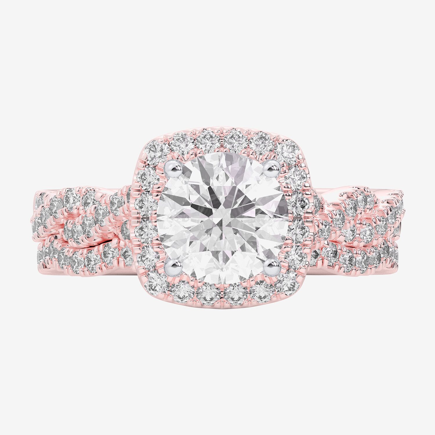 (G-H / Si1-Si2) Womens 2 3/4 CT. T.W. Lab Grown White Diamond 14K Gold Round Side Stone Halo Bridal Set