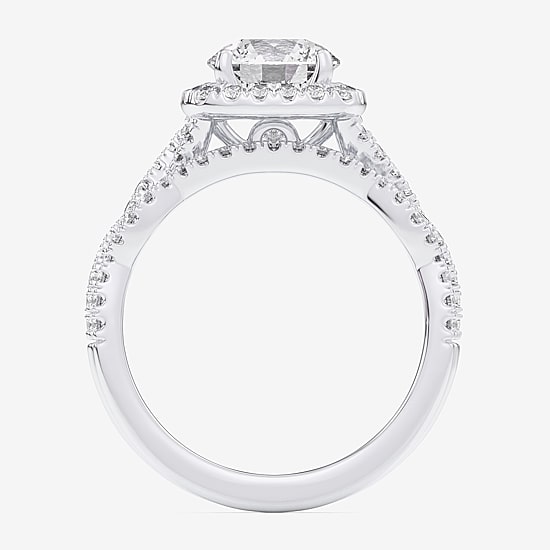 (G-H / Si1-Si2) Womens 3 3/4 CT. T.W. Lab Grown White Diamond 14K Gold Round Side Stone Halo Bridal Set