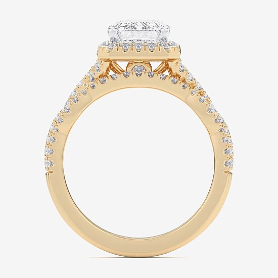 (G-H / Si1-Si2) Womens 3 3/4 CT. T.W. Lab Grown White Diamond 14K Gold Side Stone Halo Bridal Set