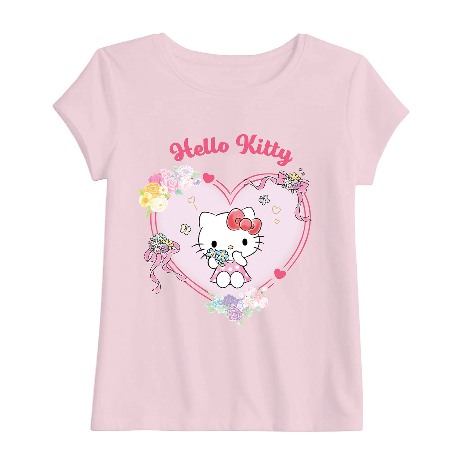 Toddler Girls Crew Neck Short Sleeve Regular Fit Hello Kitty Graphic T-Shirt